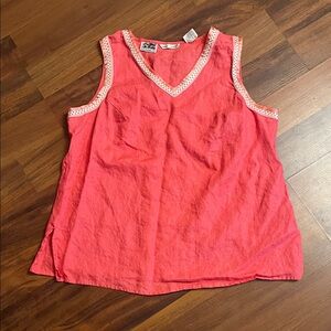 Edward Woman Irish Linen 100% Linen Women's Pink Sleeveless Top 1x